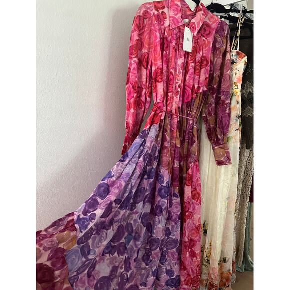 Aje Collisions Smock Maxi Dress in Kaleidoscopic Rose New - Picture 8 of 12